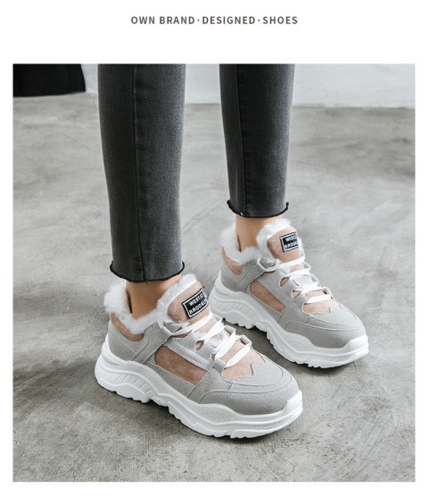 Platform Woman Boots Plush Casual Sneakers