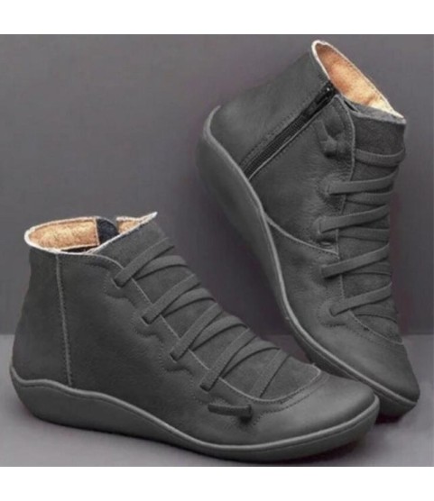 Autumn Winter Retro Punk Genuine Leather Ankle Boot