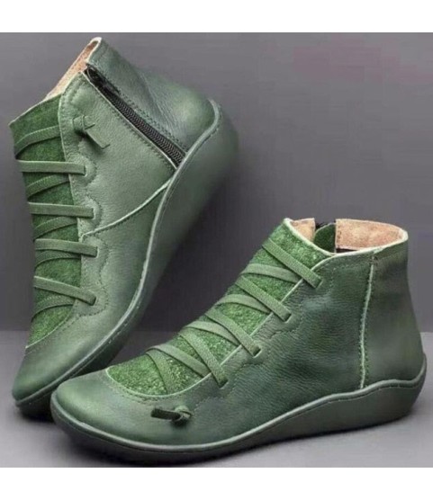 Autumn Winter Retro Punk Genuine Leather Ankle Boot