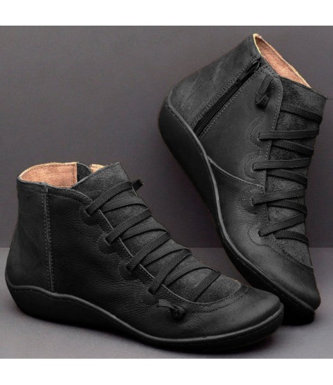 Autumn Winter Retro Punk Genuine Leather Ankle Boot
