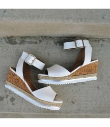 PU Leather Ankle Buckle Strap Sandals Shoes Ladies Peep Toes