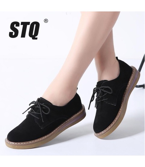 Flats Sneakers Leather Suede Lace Up Boat Shoes Round Toe Flats