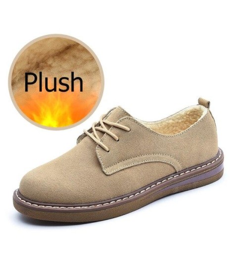 Flats Sneakers Leather Suede Lace Up Boat Shoes Round Toe Flats