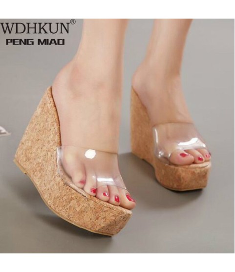 Transparent Platform Wedges Sandals Fashion High Heels
