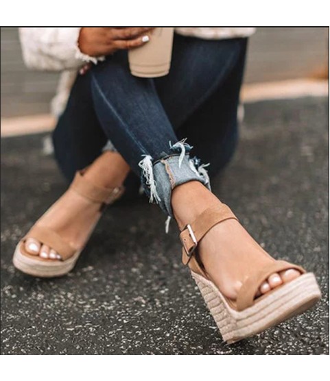 Platform sandals peep toe high heels wedges sandals