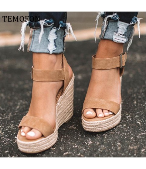Platform sandals peep toe high heels wedges sandals
