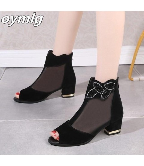 Summer mesh Peep Toe sandals sexy heels single shoes