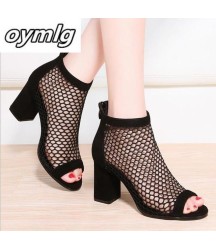 Summer mesh Peep Toe sandals sexy heels single shoes