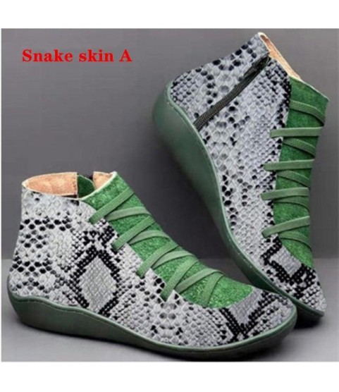 PU Leather Ankle Boots Autumn Winter Cross Strappy Vintage