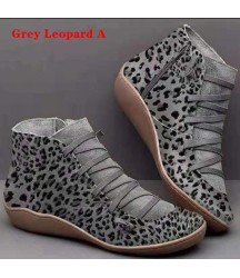 PU Leather Ankle Boots Autumn Winter Cross Strappy Vintage