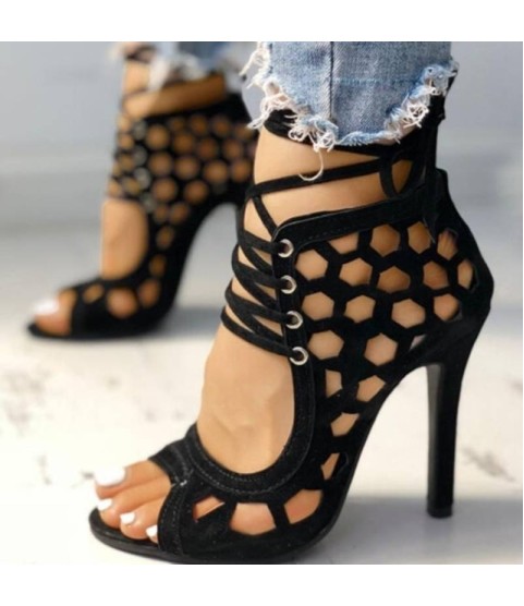 Summer High Heels Sandals Peep Toe Hollow-out Gladiator