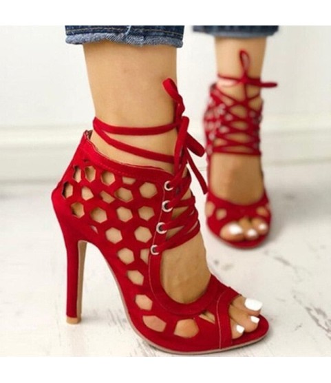 Summer High Heels Sandals Peep Toe Hollow-out Gladiator