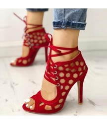 Summer High Heels Sandals Peep Toe Hollow-out Gladiator