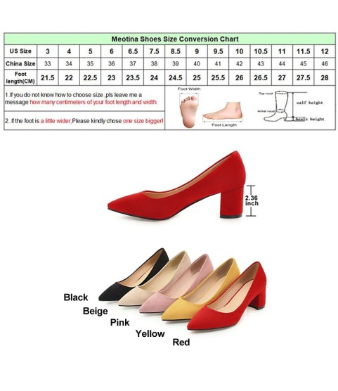 Thick High Heels Pumps Pointed Toe Work Shoes