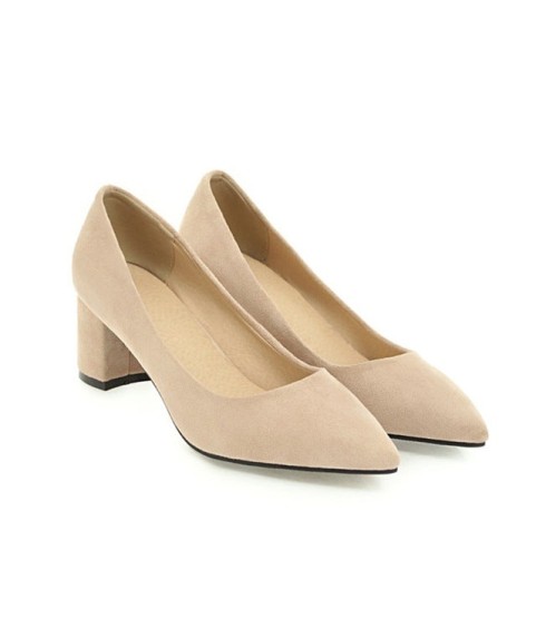 Thick High Heels Pumps Pointed Toe Work Shoes