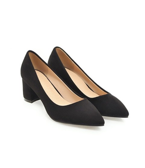 Thick High Heels Pumps Pointed Toe Work Shoes