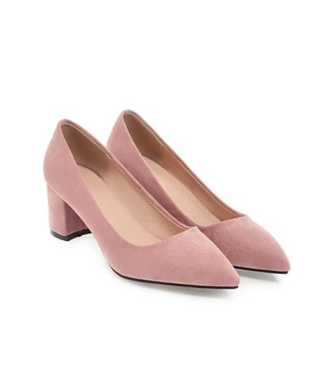 Thick High Heels Pumps Pointed Toe Work Shoes