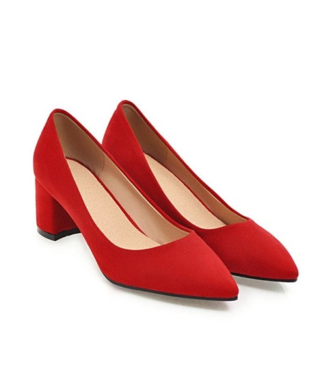 Thick High Heels Pumps Pointed Toe Work Shoes