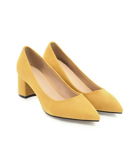 Thick High Heels Pumps Pointed Toe Work Shoes