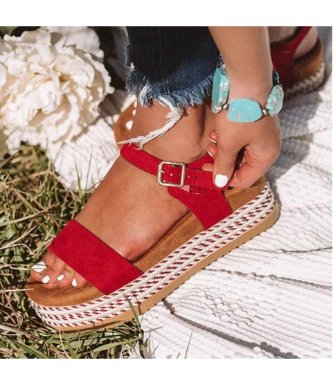 Straw Thick Bottom With Platform Sandals