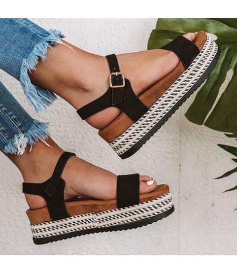 Straw Thick Bottom With Platform Sandals