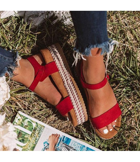 Straw Thick Bottom With Platform Sandals
