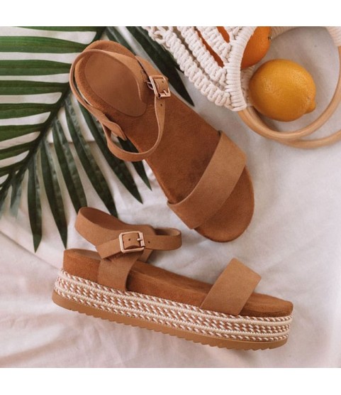 Straw Thick Bottom With Platform Sandals