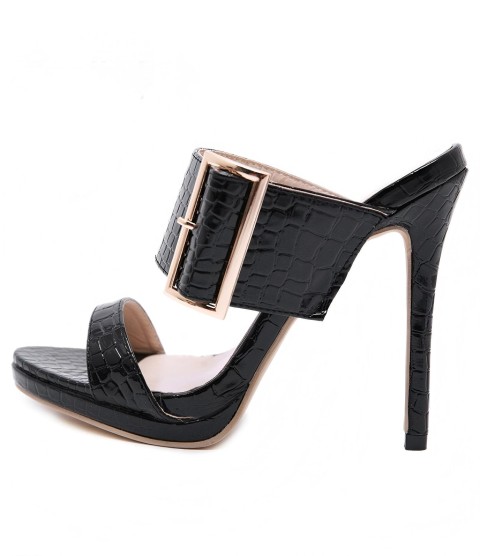 Fashion Gladiator  PU Women Thin High Heels Sandals Slip-On