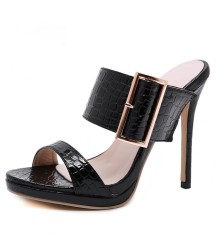 Fashion Gladiator  PU Women Thin High Heels Sandals Slip-On