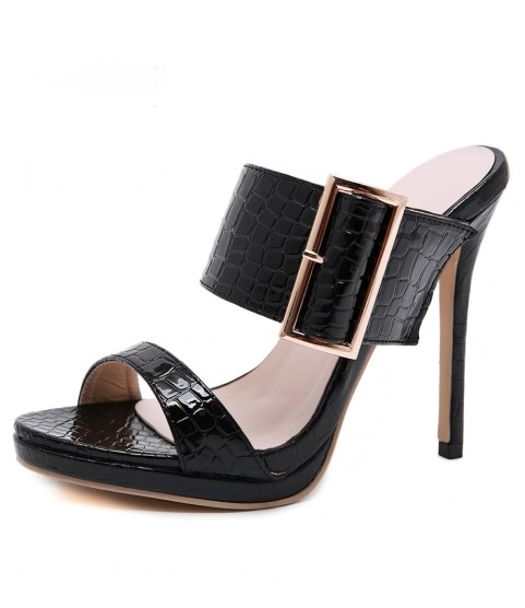 Fashion Gladiator  PU Women Thin High Heels Sandals Slip-On